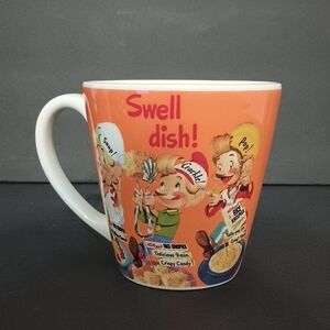 Vintage Kelloggs Cereal Rice Krispy Orange Mug With Cartoon Design
